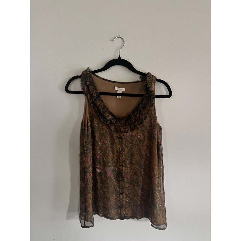 J Crew Silk Autumn Colored Blouse Size 6
